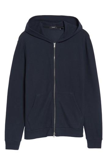 Men's Theory Daulton Ridge Waffle Knit Zip Hoodie, Size - Blue