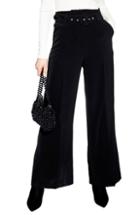 Women's Topshop Covered Belt Wide Leg Trousers Us (fits Like 0) - Black
