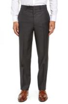 Men's John W. Nordstrom Torino Traditional Fit Flat Front Solid Wool Trousers - Black