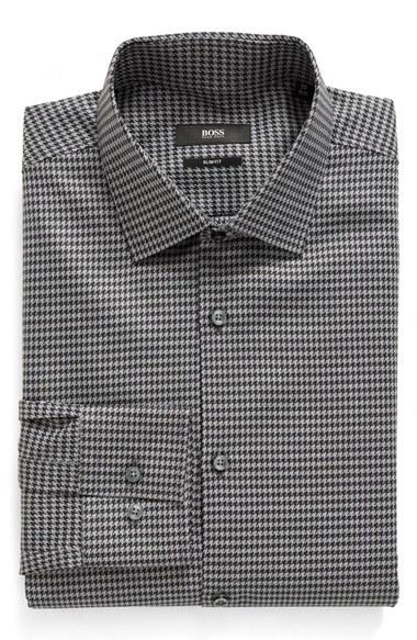 Men's Boss Slim Fit Houndstooth Dress Shirt