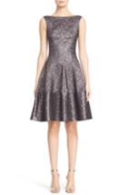 Women's Talbot Runhof Hammered Metallic Jacquard Fit & Flare Dress - Purple