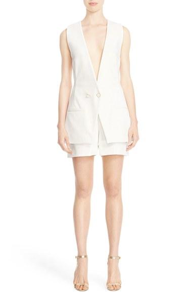 Women's Cushnie Et Ochs Mock 2-piece Stretch Twill Romper - White