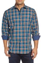 Men's Bugatchi Classic Fit Twill Check Sport Shirt - Brown