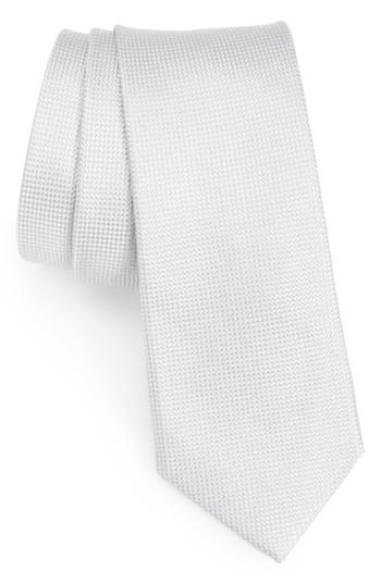 Men's Nordstrom Men's Shop Maison Solid Silk Skinny Tie, Size - Metallic