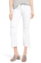 Women's Sp Black Step Hem Crop Flare Jeans - White