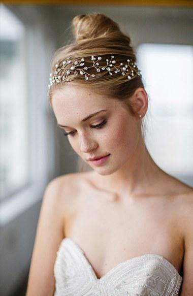 Brides & Hairpins 'vitalia' Pearl & Jeweled Head Band, Size - Metallic
