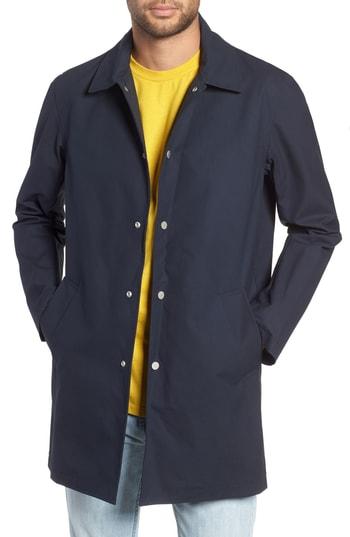 Men's Wax London Navarino Waxed Mac Jacket - Blue