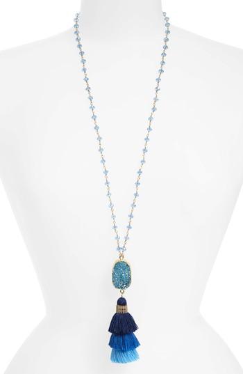 Women's Panacea Drusy & Stacked Tassel Pendant Necklace