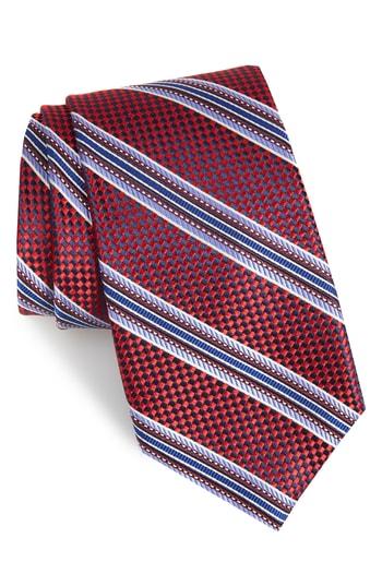 Men's Nordstrom Men's Shop Sunlit Stripe Silk Tie, Size - Burgundy