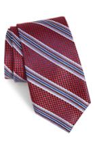 Men's Nordstrom Men's Shop Sunlit Stripe Silk Tie, Size - Burgundy