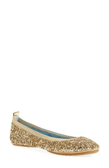 Women's Yosi Samra Serna Foldable Glitter Ballet Flat M - Metallic
