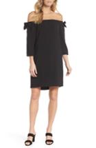 Women's Charles Henry Tie Sleeve Off The Shoulder Shift Dress - Black