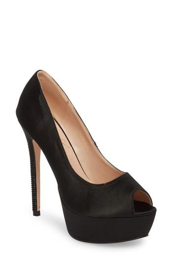Women's Lauren Lorraine Venus Peep Toe Platform Pump M - Black