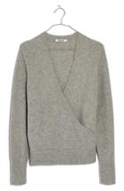 Women's Madewell Faux Wrap Pullover Sweater - Grey