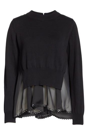 Women's Noir Kei Ninomiya Georgette Hem Sweater - Black
