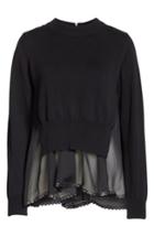Women's Noir Kei Ninomiya Georgette Hem Sweater - Black