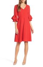 Women's 1901 Bow Sleeve A-line Dress - Red