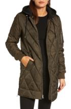 Women's Vince Camuto Quilted Jacket With Detachable Hood - Green