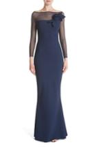 Women's Chiara Boni La Petite Robe Saori Mesh Panel Mermaid Gown Us / 40 It - Blue