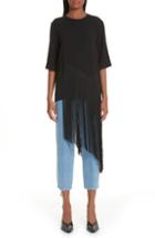 Women's Stella Mccartney Stretch Cady Fringe Top Us / 38 It - Black