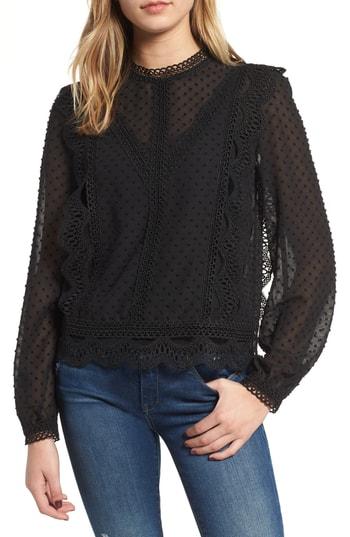 Women's Endless Rose Dotted Chiffon Blouse - Black
