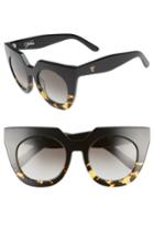 Women's Valley 'spleen' 49mm Oversized Cat Eye Sunglasses - Black 2 Tort/black Gradient