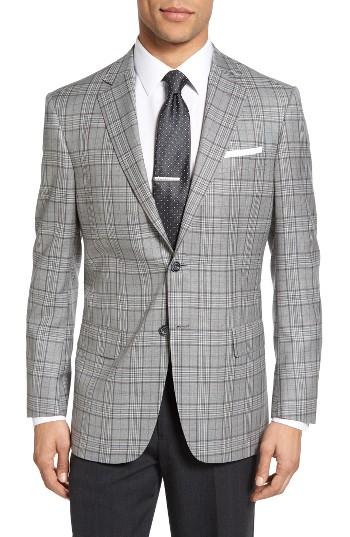 Men's Hart Schaffner Marx Classic Fit Plaid Wool Sport Coat L - Grey