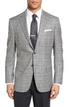 Men's Hart Schaffner Marx Classic Fit Plaid Wool Sport Coat L - Grey