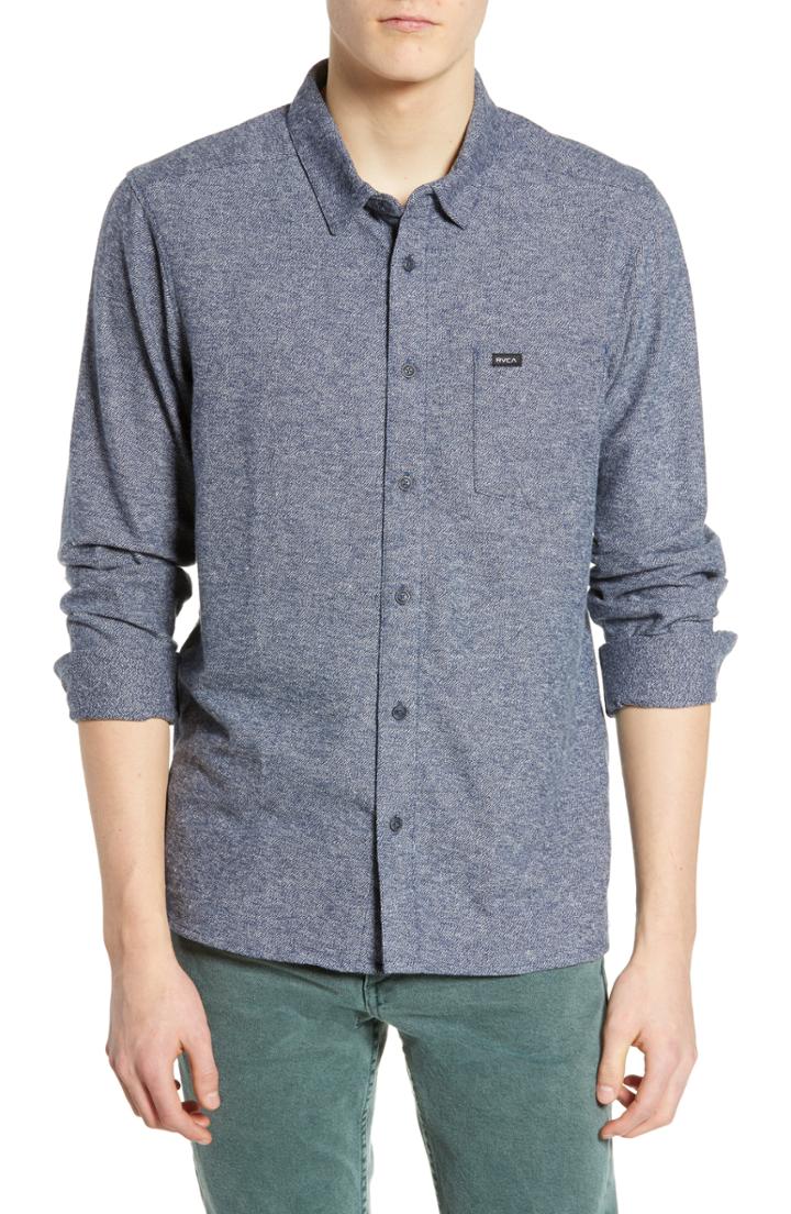 Men's Rvca Get Rhythm Woven Shirt - Blue