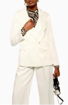 Women's Topshop Wide Leg Satin Twill Trousers Us (fits Like 10-12) - Ivory