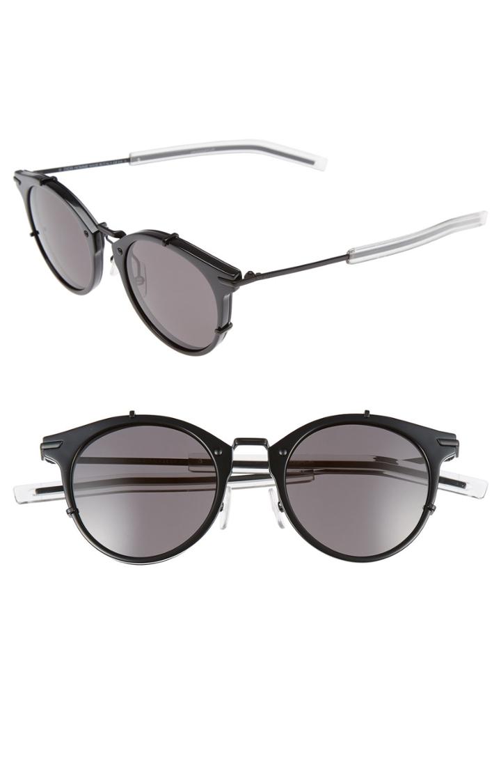 Men's Dior 48mm Round Sunglasses - Shiny Matte Black