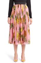 Women's Dolce & Gabbana Pineapple Print Pleated Midi Skirt