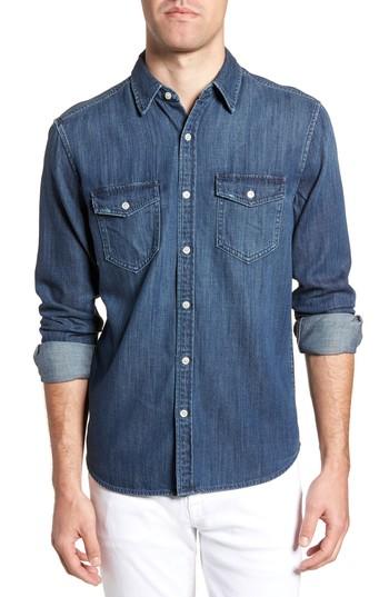 Men's Frame Fit Sport Shirt, Size Small - Blue