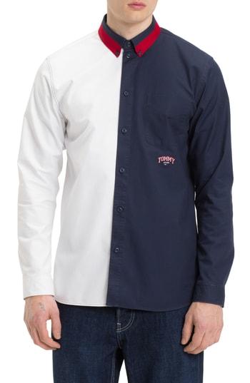 Men's Tommy Jeans Half & Half Shirt, Size - White