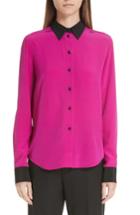 Women's Marc Jacobs Contrast Collar Silk Shirt - Pink