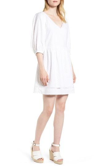 Women's Hinge Swiss Dot Cotton Minidress, Size - White
