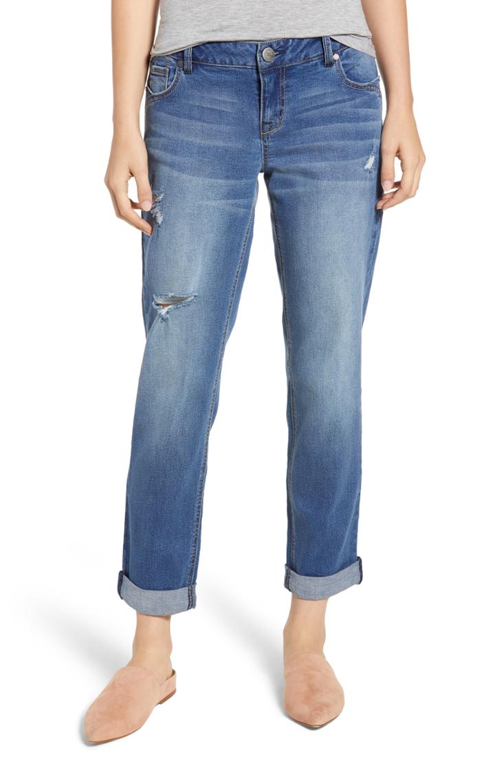 Women's 1822 Denim High Waist Cuffed Straight Leg Jeans - Blue