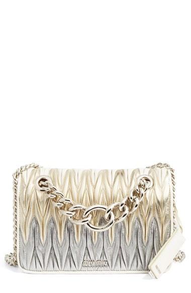 Miu Miu Club Matelasse Leather Shoulder Bag - White