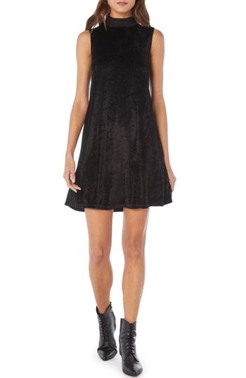 Women's Michael Stars Vali Velvet Mock Neck Shift Dress - Black