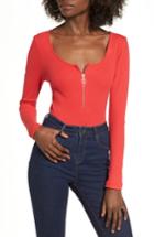Women's Topshop Ring Pull Zip Bodysuit Us (fits Like 0) - Red