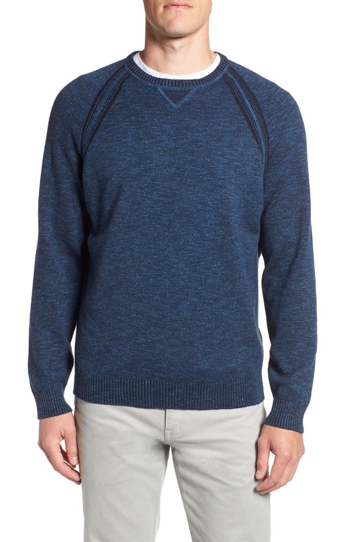 Men's Tommy Bahama Sun Up Sun Down Flip Crewneck Sweater, Size - Blue