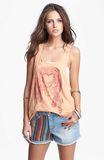 Project Social T Acid Wash Graphic Muscle Tank (juniors) Peach Heart