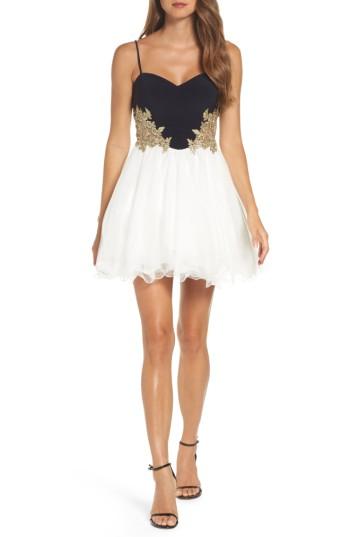 Women's Blondie Nites Colorblock Applique Skater Dress