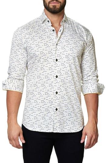 Men's Maceoo Trim Fit Triangle Print Sport Shirt (l) - White