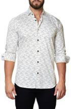 Men's Maceoo Trim Fit Triangle Print Sport Shirt (l) - White