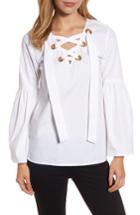 Women's Michael Michael Kors Poplin Grommet Lace-up Top - White