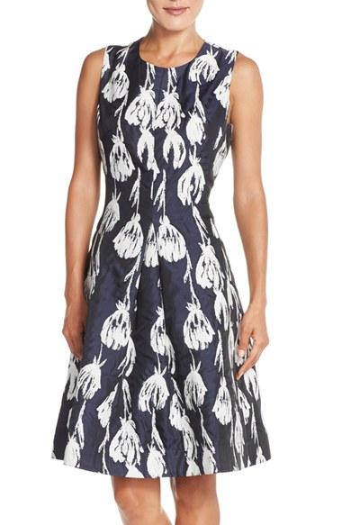 Women's Taylor Dresses Floral Jacquard Fit & Flare Dress