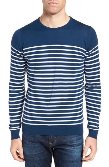 Men's John Smedley Stripe Sweater - Blue