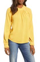Women's Caslon Textured Cotton Blouse - Yellow
