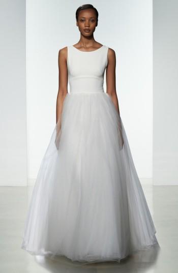 Women's Nouvelle Amsale Libby Illusion Back Crepe & Tulle Ballgown (in Selected Stores Only)